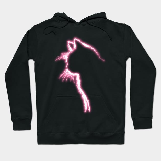 Glowing Pink Neon Cat Hoodie by la chataigne qui vole ⭐⭐⭐⭐⭐